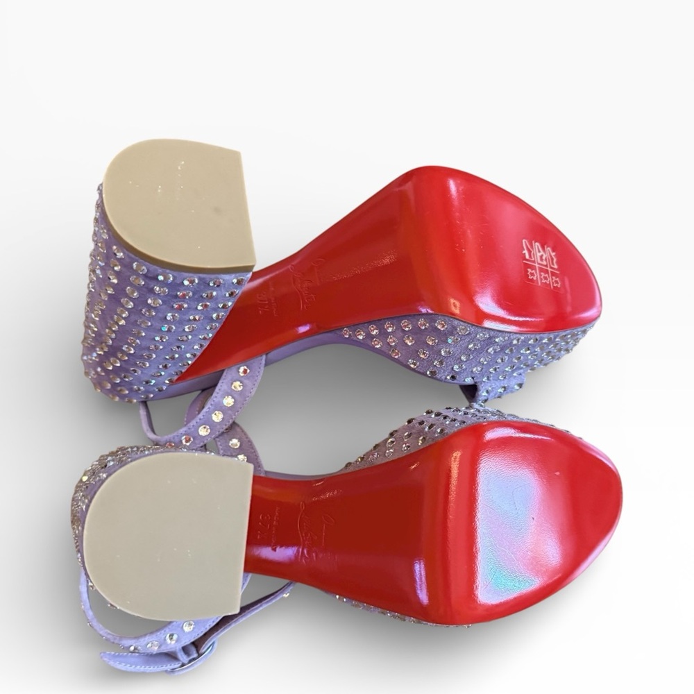 Christian Louboutin Purple Suede Crystal Embellished Movida Jane Platforms 37.5 - Picture 12 of 13